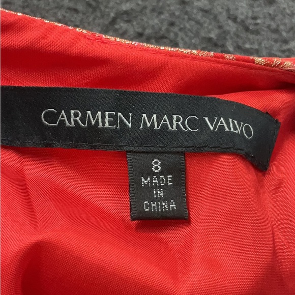 Carmen Marc Valvo Pink Fit and Flare Midi Dress for Weddings - Picture 4 of 11